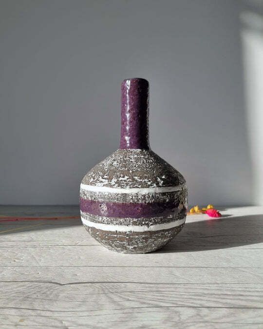 photo furniture Ingrid Atterberg For Upsala Ekeby, 1957 59 'Chamotte' Series Sculptural Modernist Vase, Sweden
