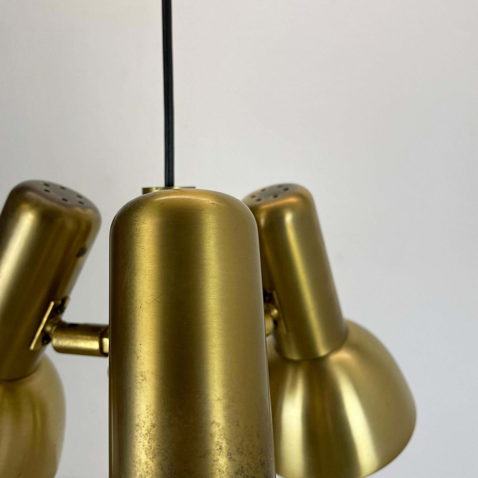 1447.0 3 Spot Brass Tone Hanging Light Koch And Lowy Style Omi Lighting, Germany 1970 photo