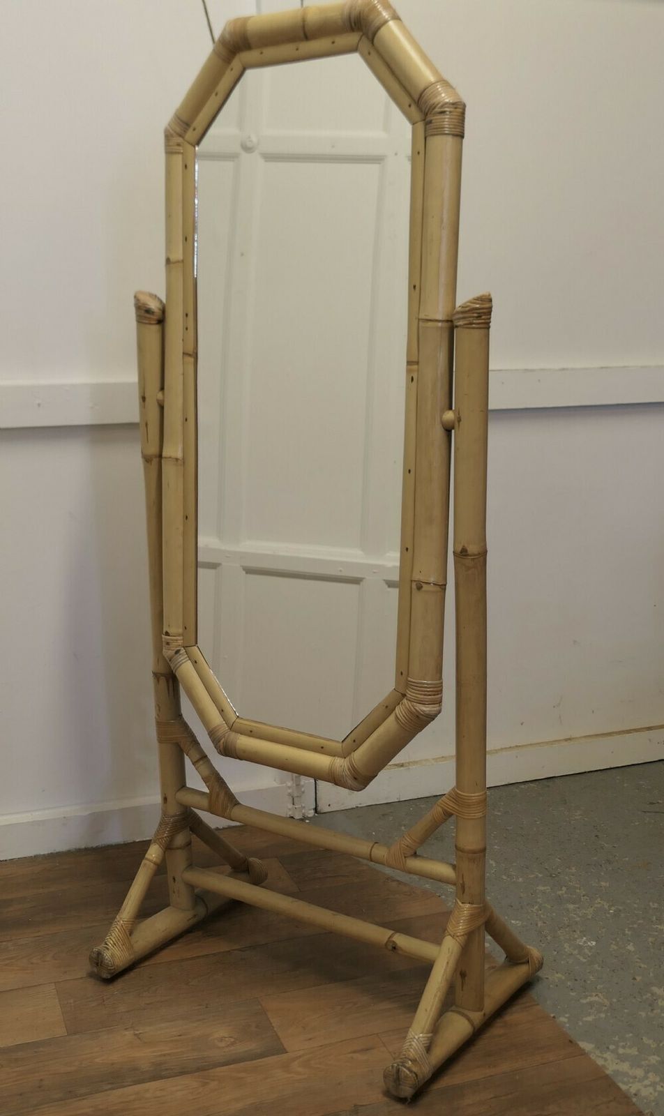 Art Deco Giant Bamboo Cheval Mirror photo for sale