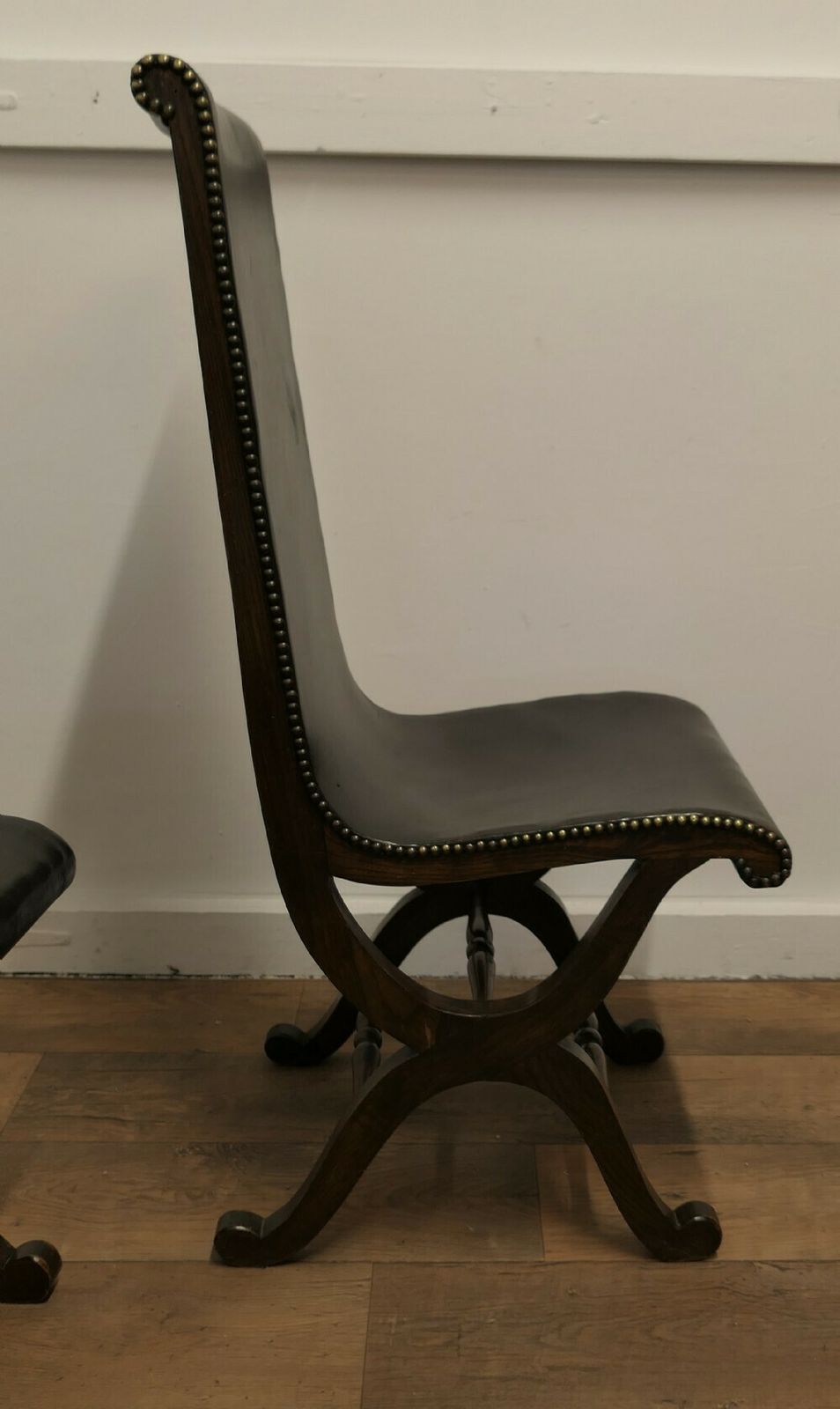 3 Matching Mid Century Leather And Oak Fireside Sling Chairs By Pierre Lottier photo 6600.0