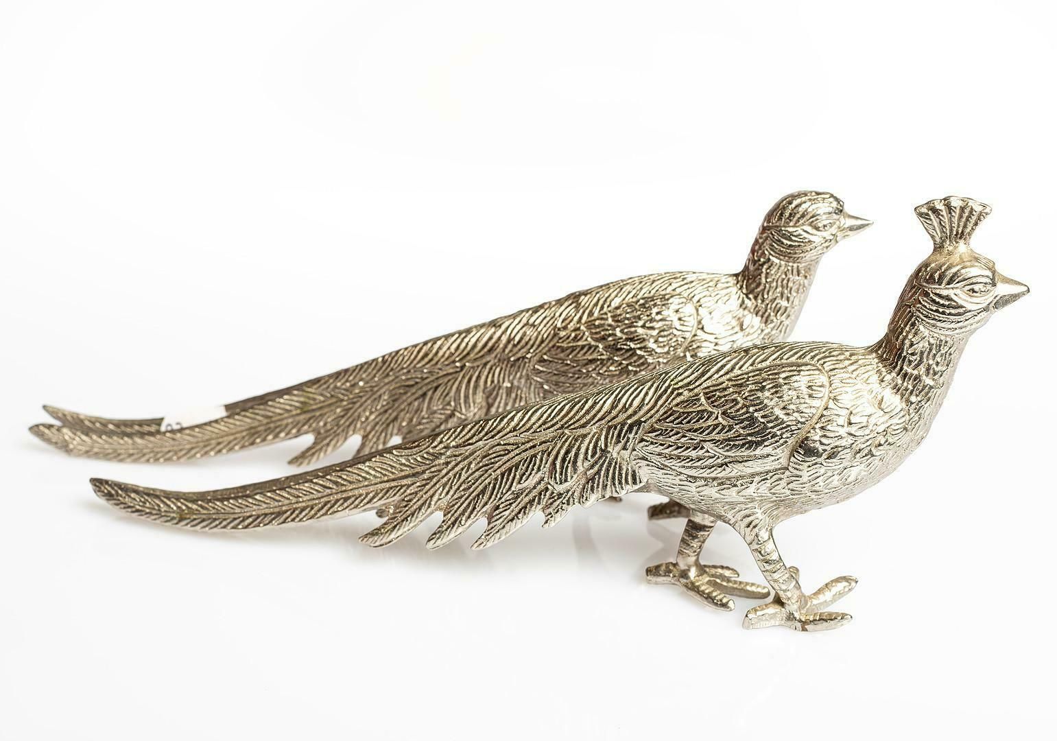 Antique Pair Of Silver Peacock Stand, Decoration Object For Home Décor photo furniture