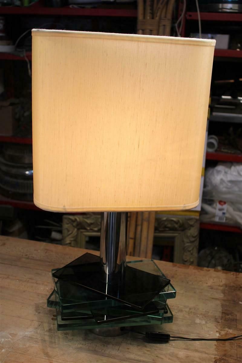 2631.0 Gallotti & Radice Italian Design Table Lamp Crystall Metal Chrome 1970 Pop Art photo