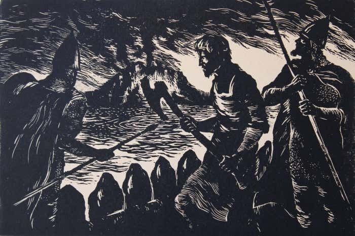 Nikolai Uvarov Russian Epic. 2/10 1966, Paper, Linocut,