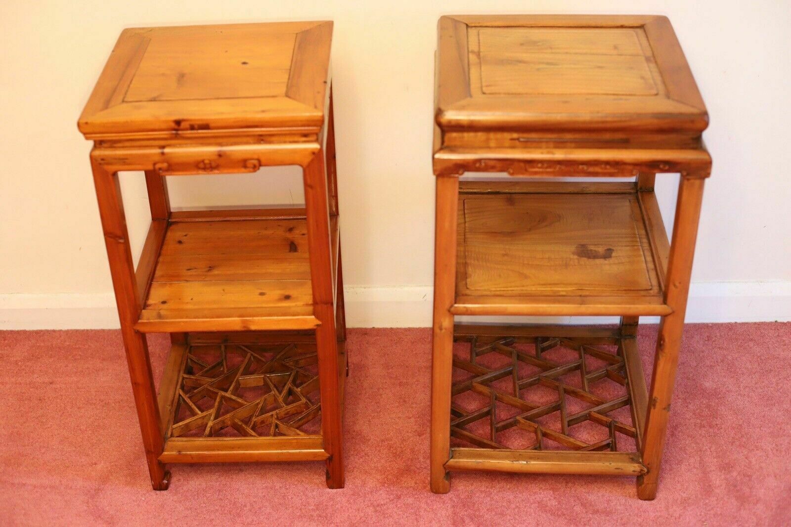 Two Beautiful Chinese Softwood Lamp Tables photo furniture