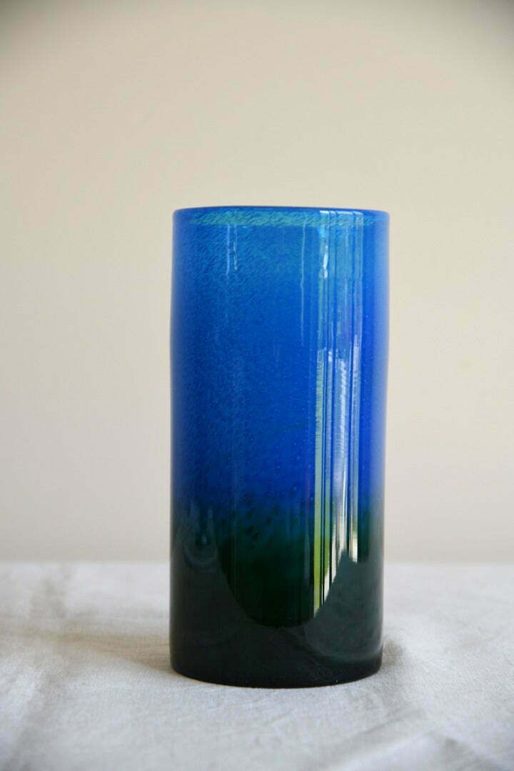 John Orwar Lake Ekenas Sweden Blue & Green Cylinder Glass Vase photo furniture