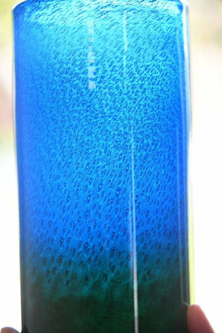 John Orwar Lake Ekenas Sweden Blue & Green Cylinder Glass Vase photo buy