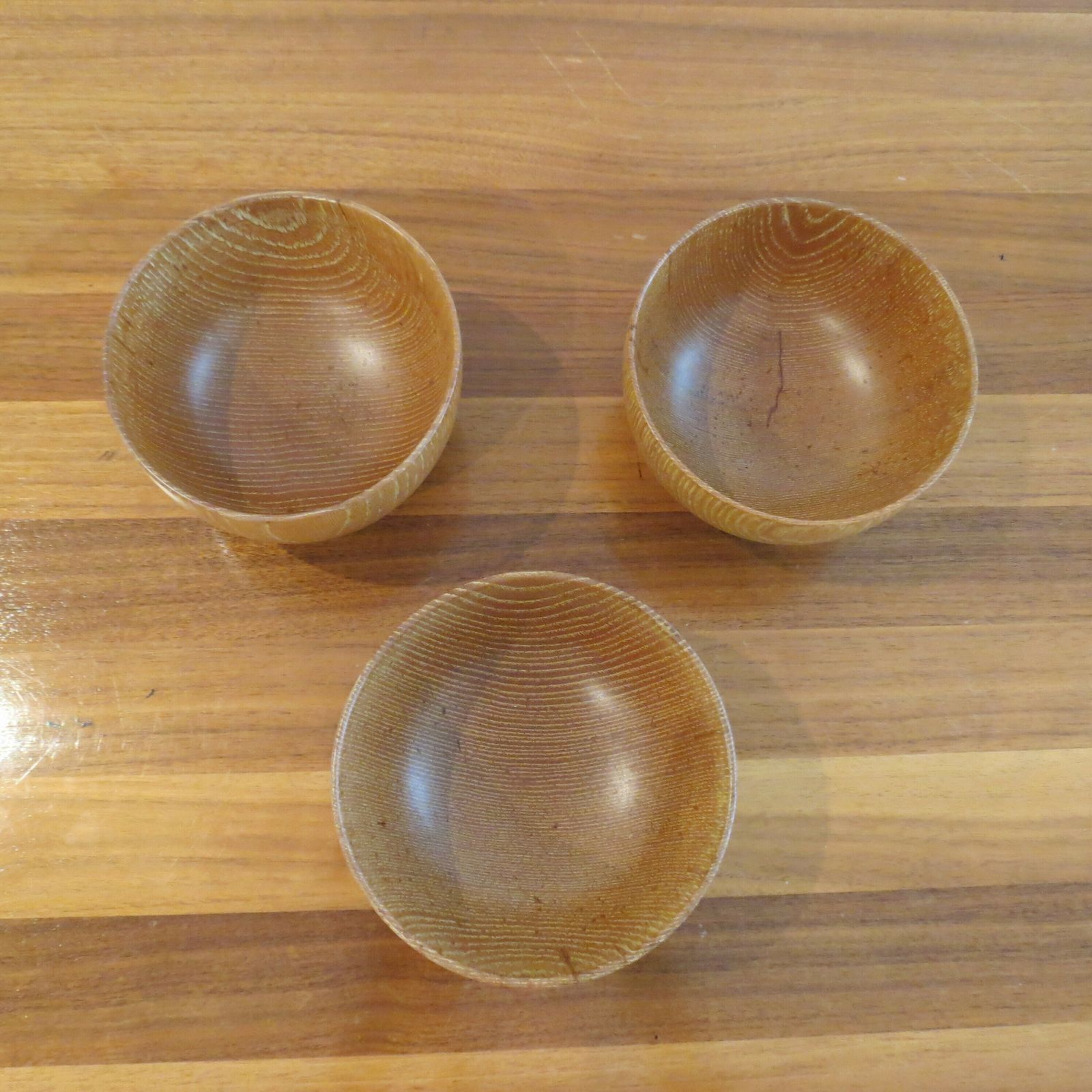 photo furniture Set Of 3 Hand Produced 1970s Wooden Ash Bowls