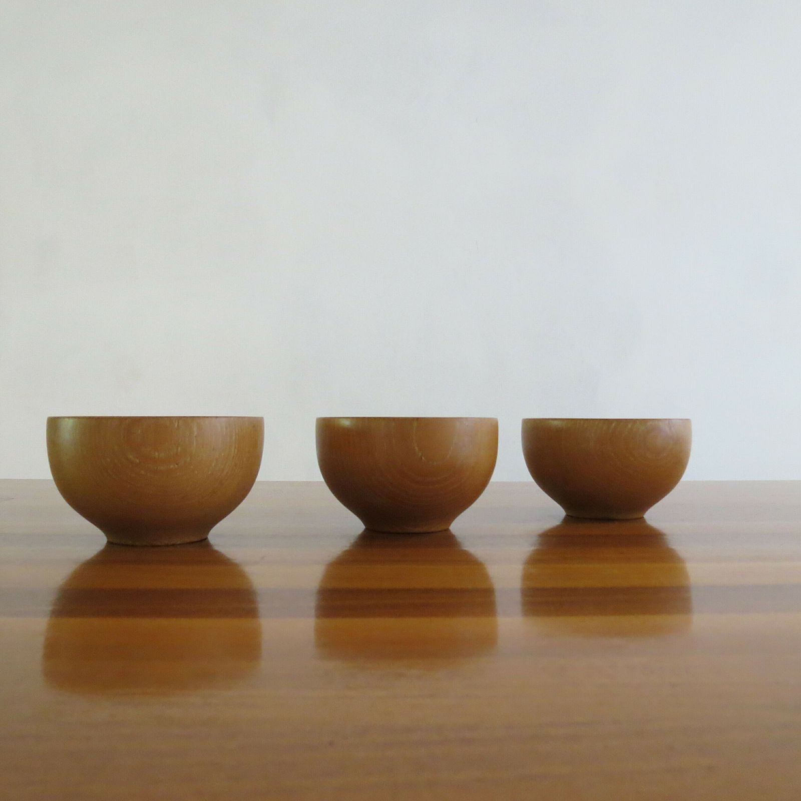 Set Of 3 Hand Produced 1970s Wooden Ash Bowls