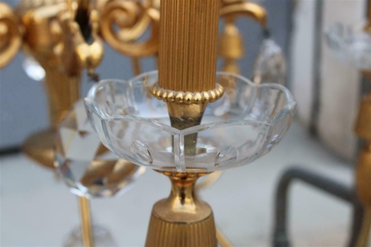 Pair Of Mid Century French Chandeliers In Crystal Maison Jansen 24kt Gold photo Lighting