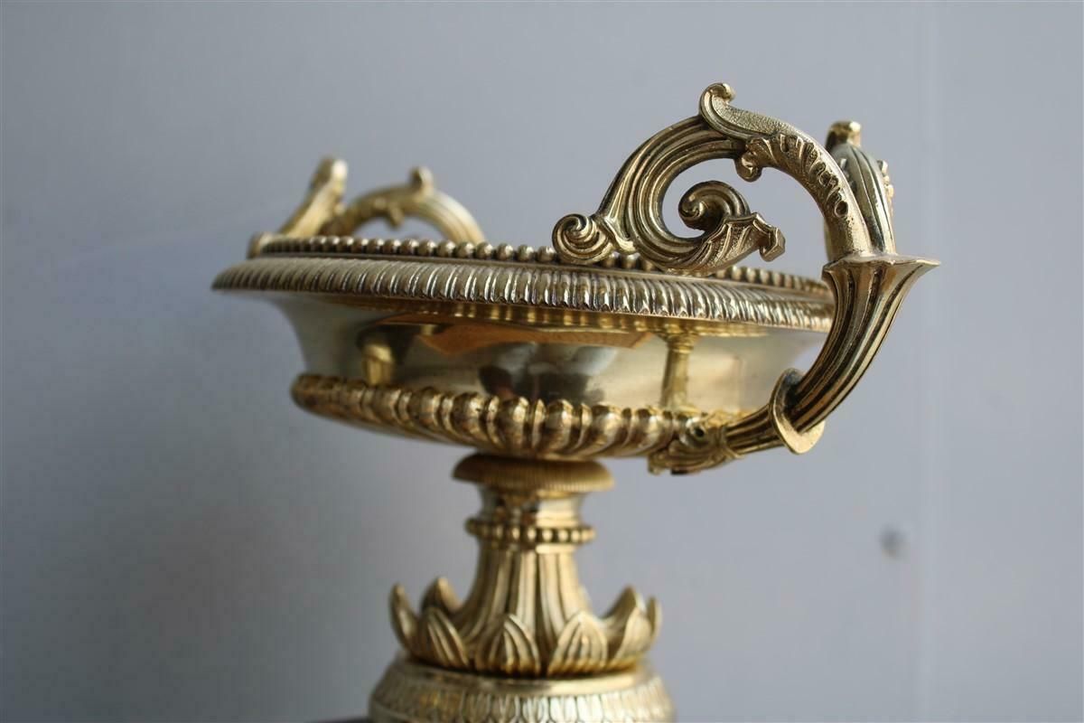 photo buy Pair Of Vases In Black Marble And Parts In Polished Brass Napoleon III France