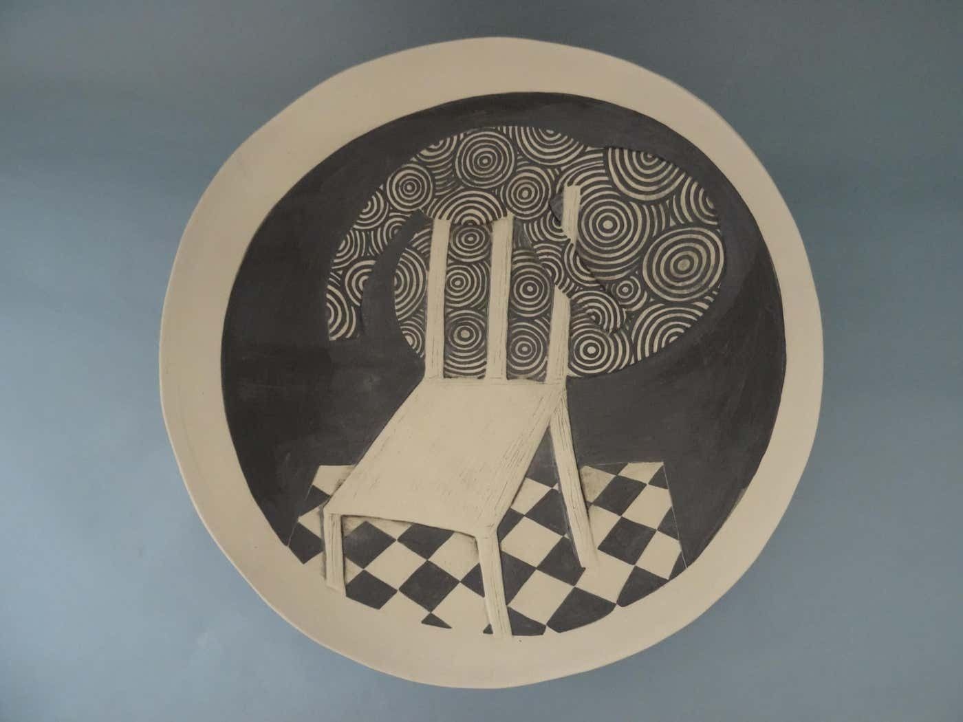 Inese Margevica Plate From Stone Mass Chair With Dress D 36 Cm