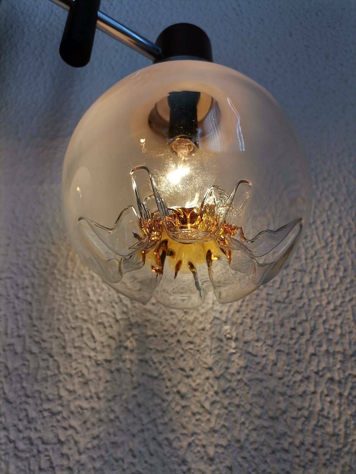 Mazzega 3 Sphere Chandelier / Murano Pendant Light / 60s Italian Design / Mid Century Modern Home photo 331.0