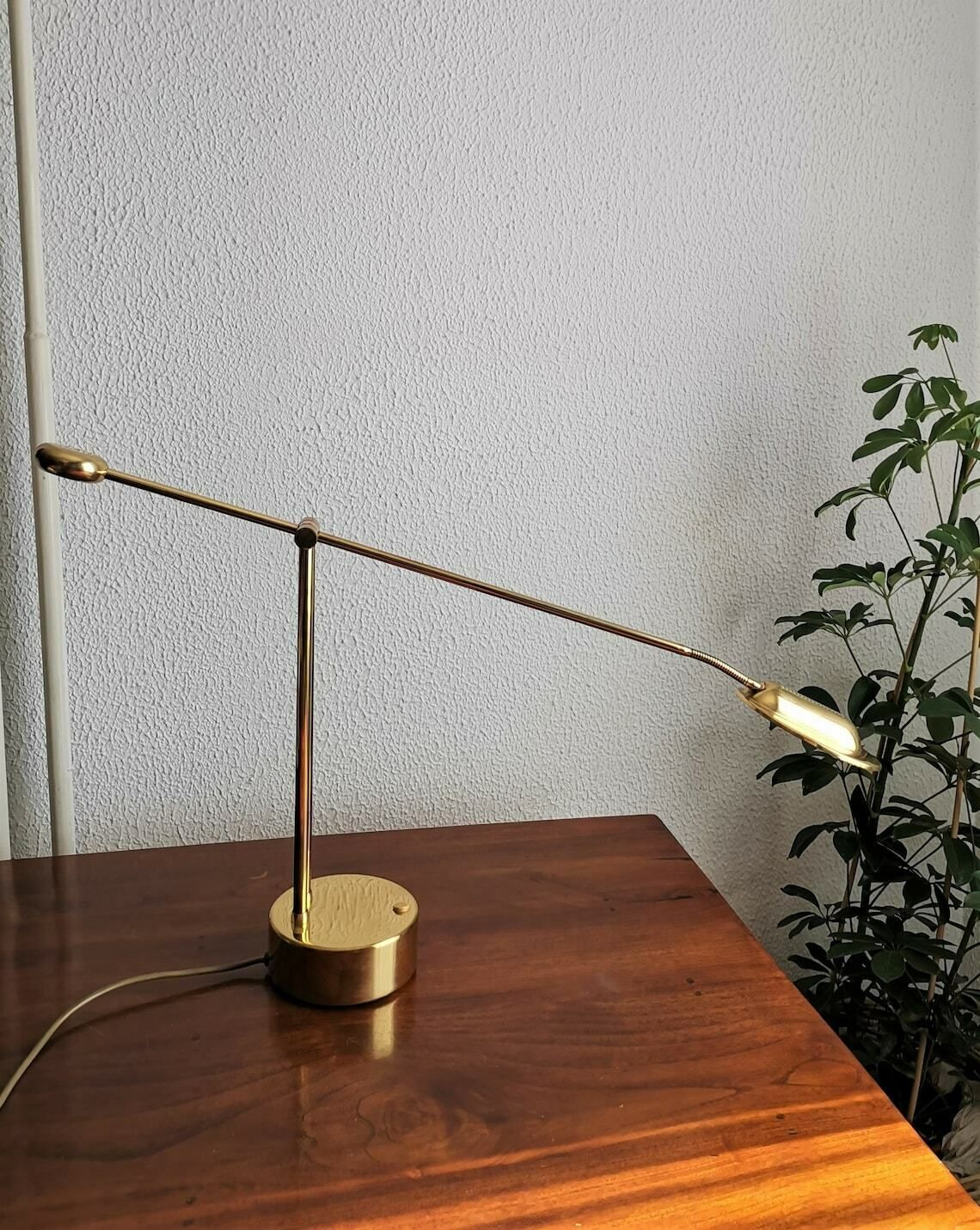 Vintage Brass Desk Lamp / Hustadt Leuchten / Minimal Design / 70s 80s Germany / Adjustable Office Desk Lamp / Space Age Lamp photo Lighting