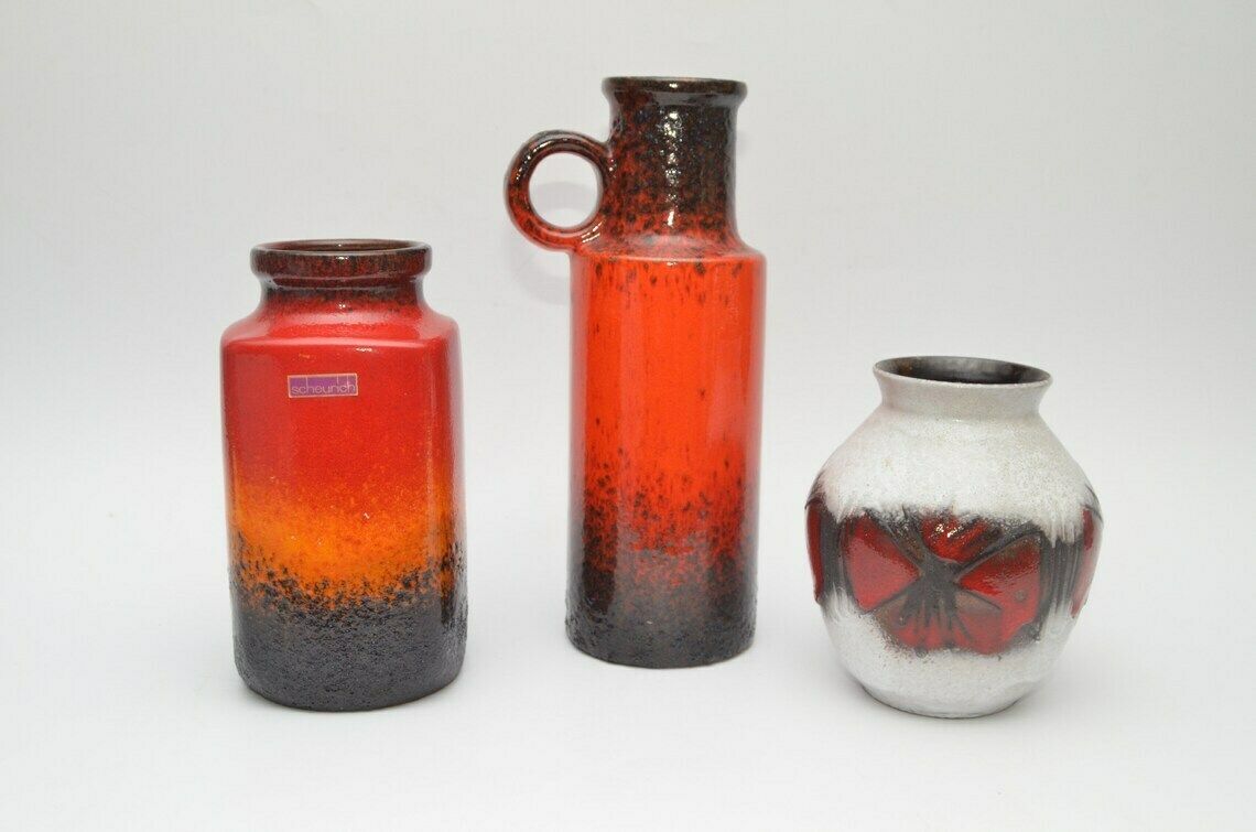 Set Of 3 West Germany Ceramic Vases From Scheurich And ü Keramik, 1970s photo furniture