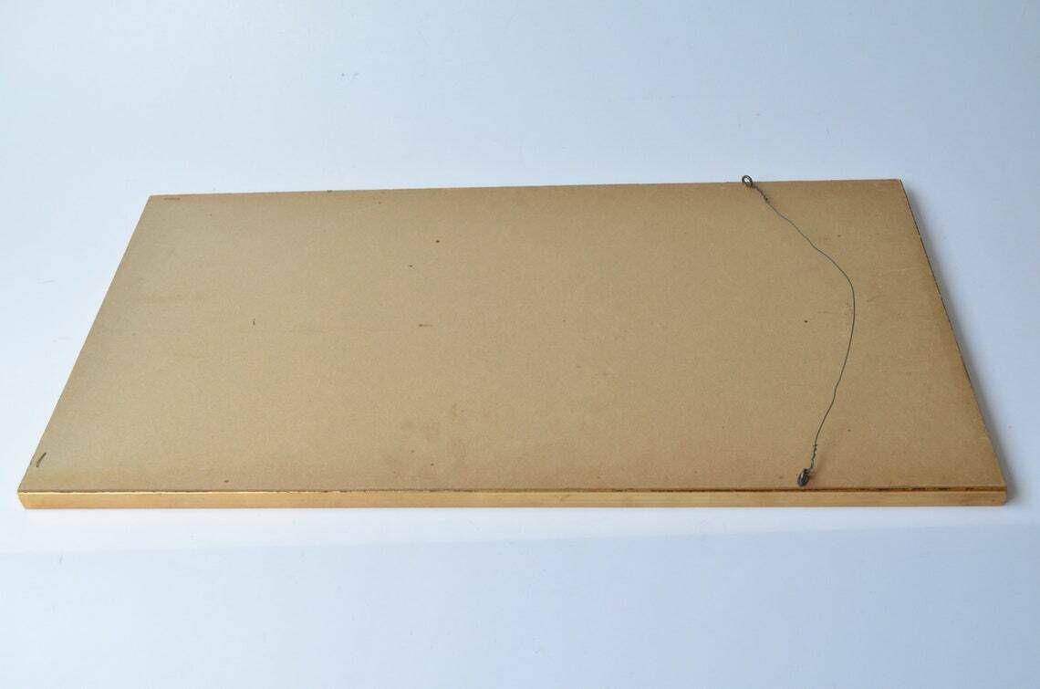 photo furniture Vintage Midcentury Semi Abstract Cityscape Oil Painting, 1970s