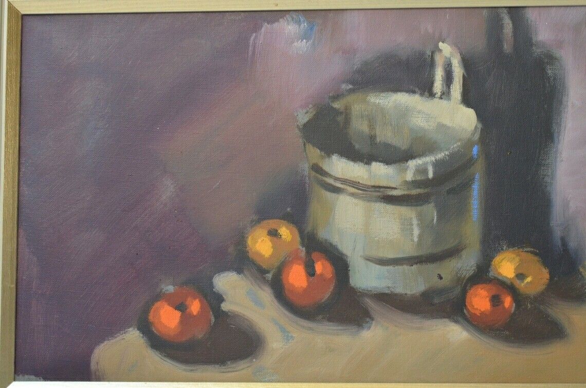 photo furniture Vintage Swedish Midcentury Modernist Still Life Oil Painting, 1960s