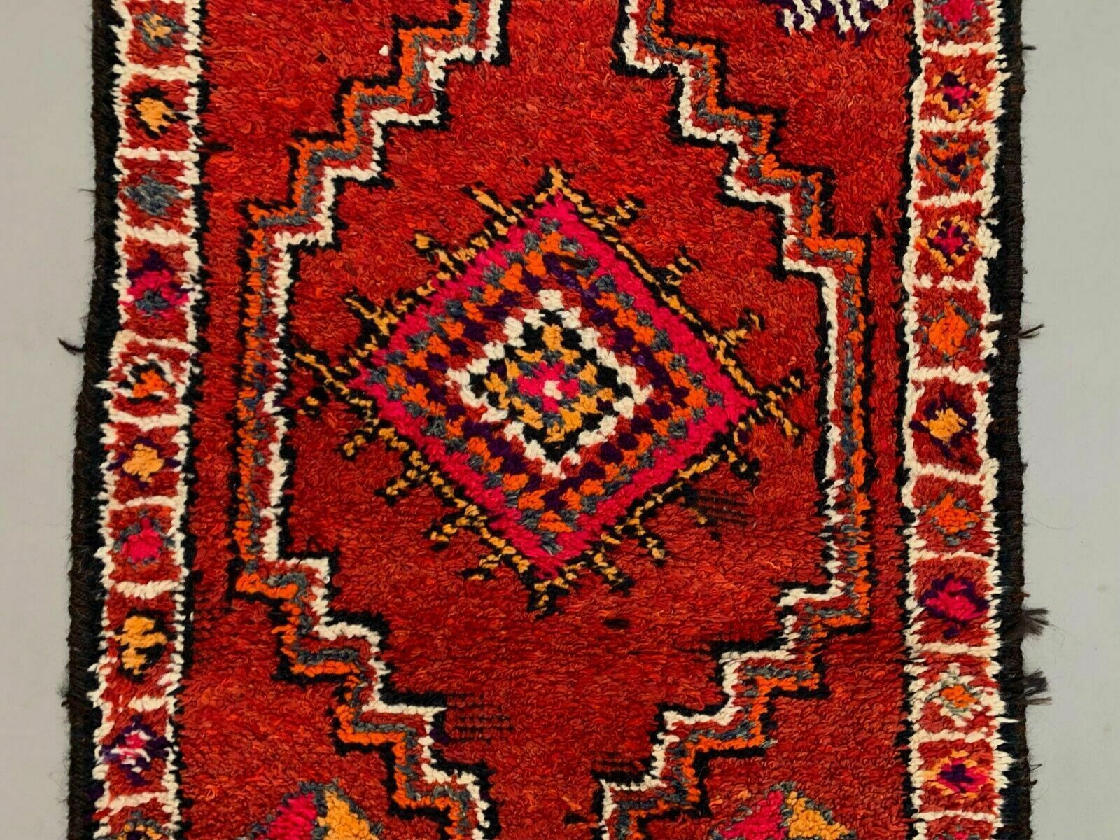 Vintage Turkish Tribal Runner 340x93 Cm Veg Dye Wool Rug Tribal, Handmade photo vintage