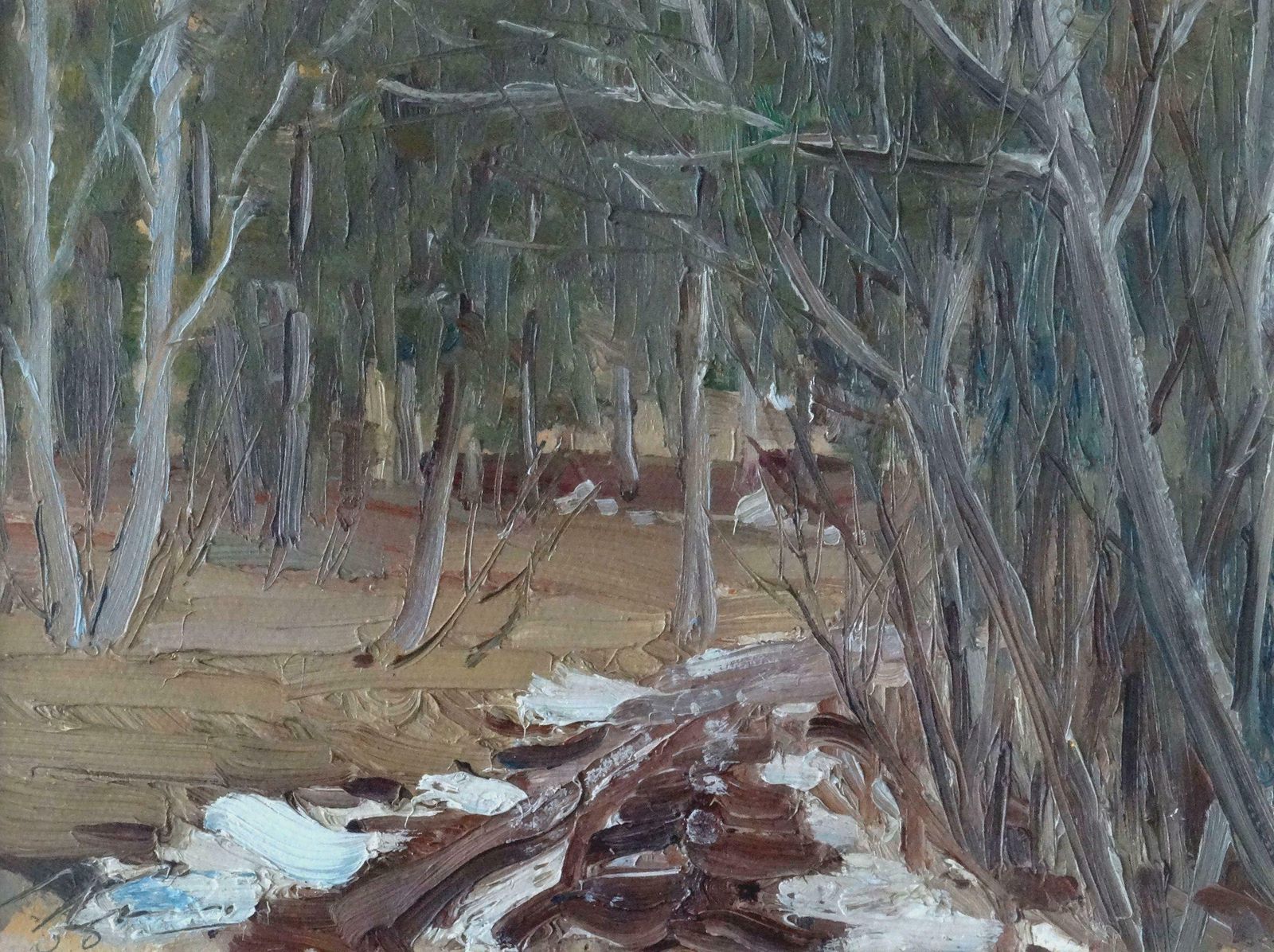 Stanislav Kreics In The Forest Cardboard, Oil,