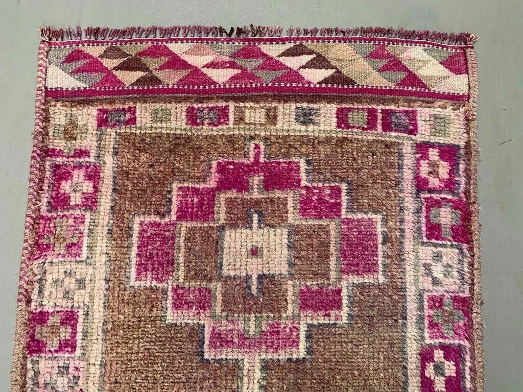 Vintage Turkish Tribal Runner 360x93 Cm Veg Dye Wool Rug Tribal, Handmade photo vintage