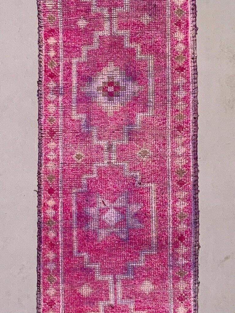 Vintage Turkish Tribal Runner 355x90 Cm Veg Dye Wool Rug Tribal, Handmade photo furniture