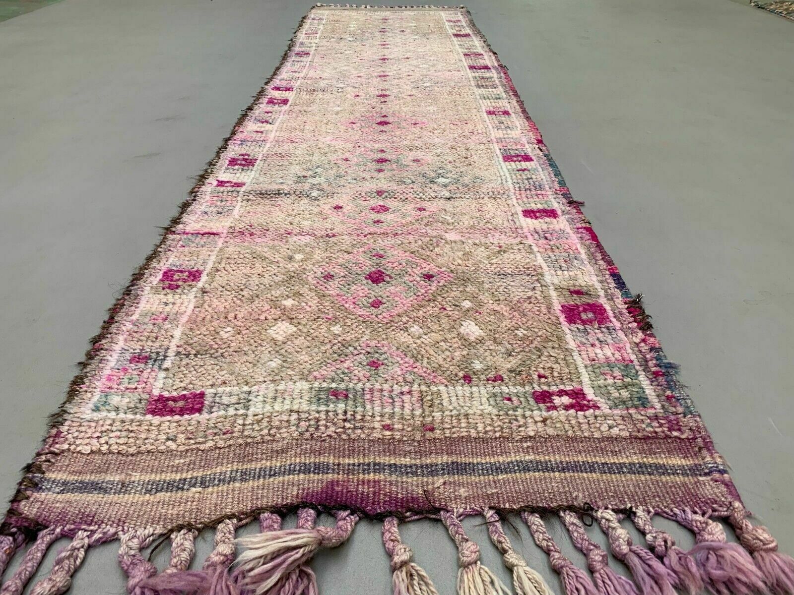 Vintage Turkish Tribal Runner 330x84 Cm Veg Dye Wool Rug Tribal, Handmade
