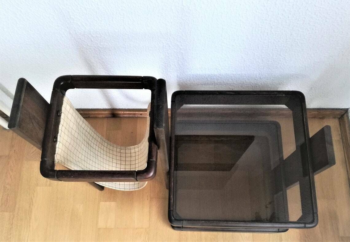 Vintage Side Table And Paper Stand / Book Or Plant Shelf / 1960s Yugoslavia / Mid Century Modern Home photo for sale