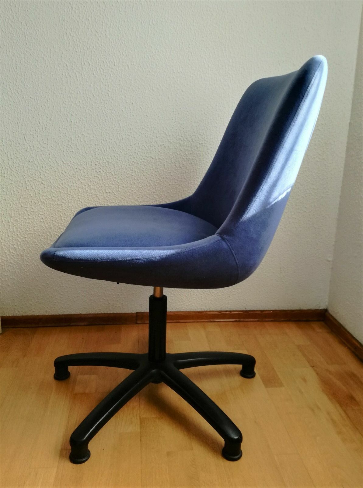 Mid Century Desk Chair / Blue Office Chair With Wheels / 70s 80s Yugoslavia / Swivel Easy Chair / Retro Office photo for sale