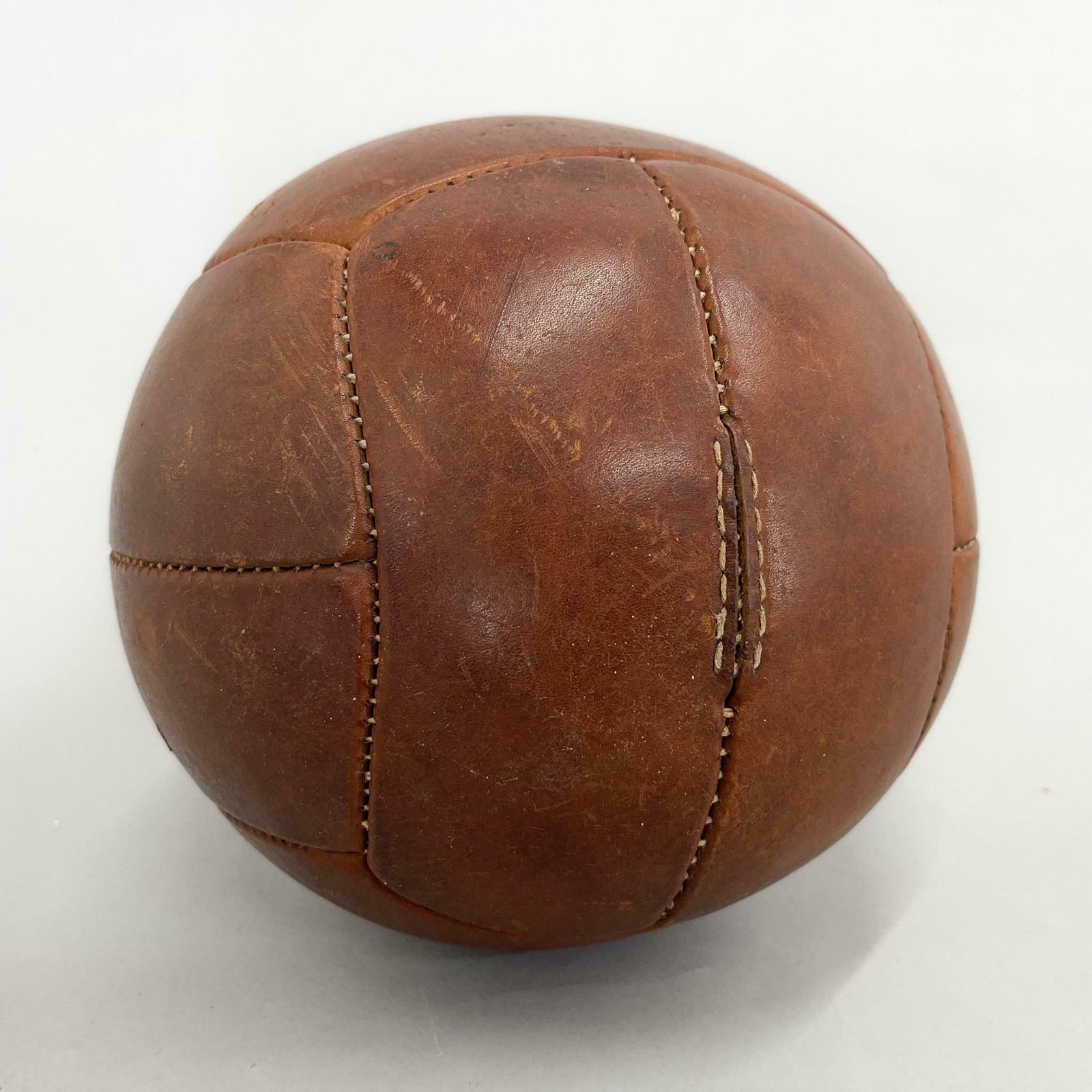 Vintage Brown Leather Medicine Ball By Gala, 1930s photo vinterior