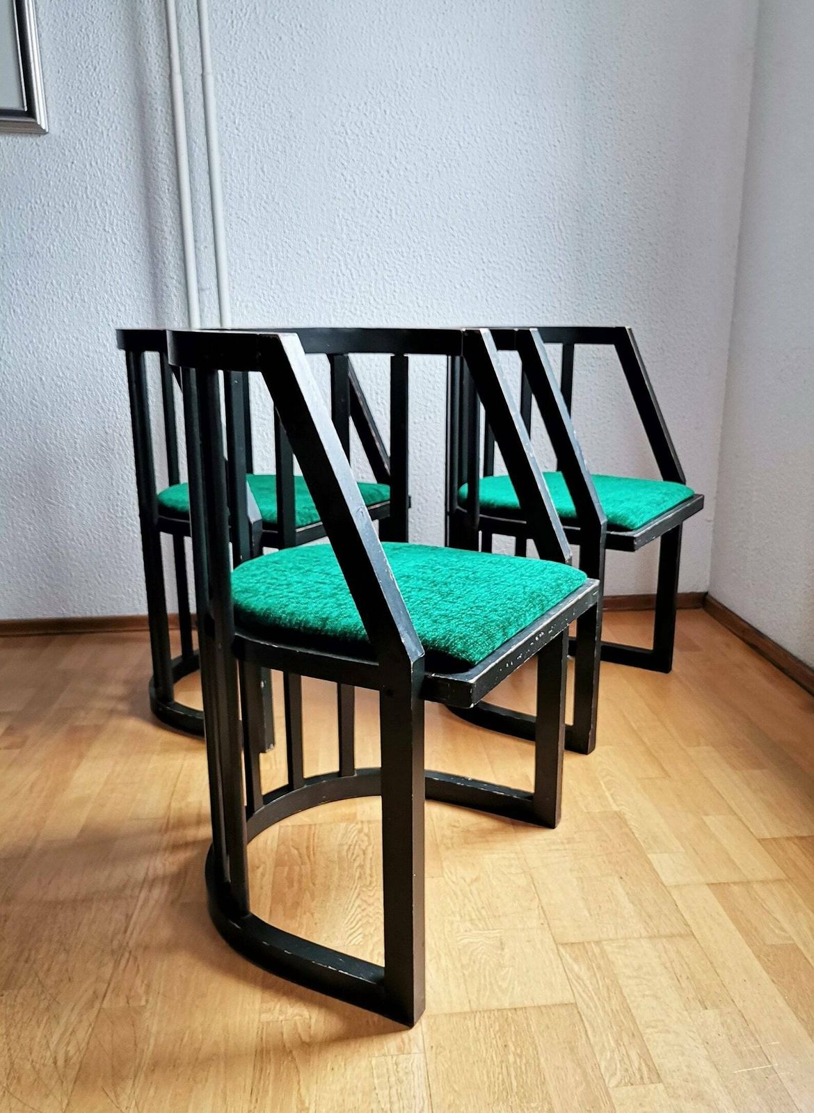 Set Of 3 Mid Century Modern Barrel Dining Chairs / Josef Hoffman Style Barrel Back Chair / 60s Yugoslavia