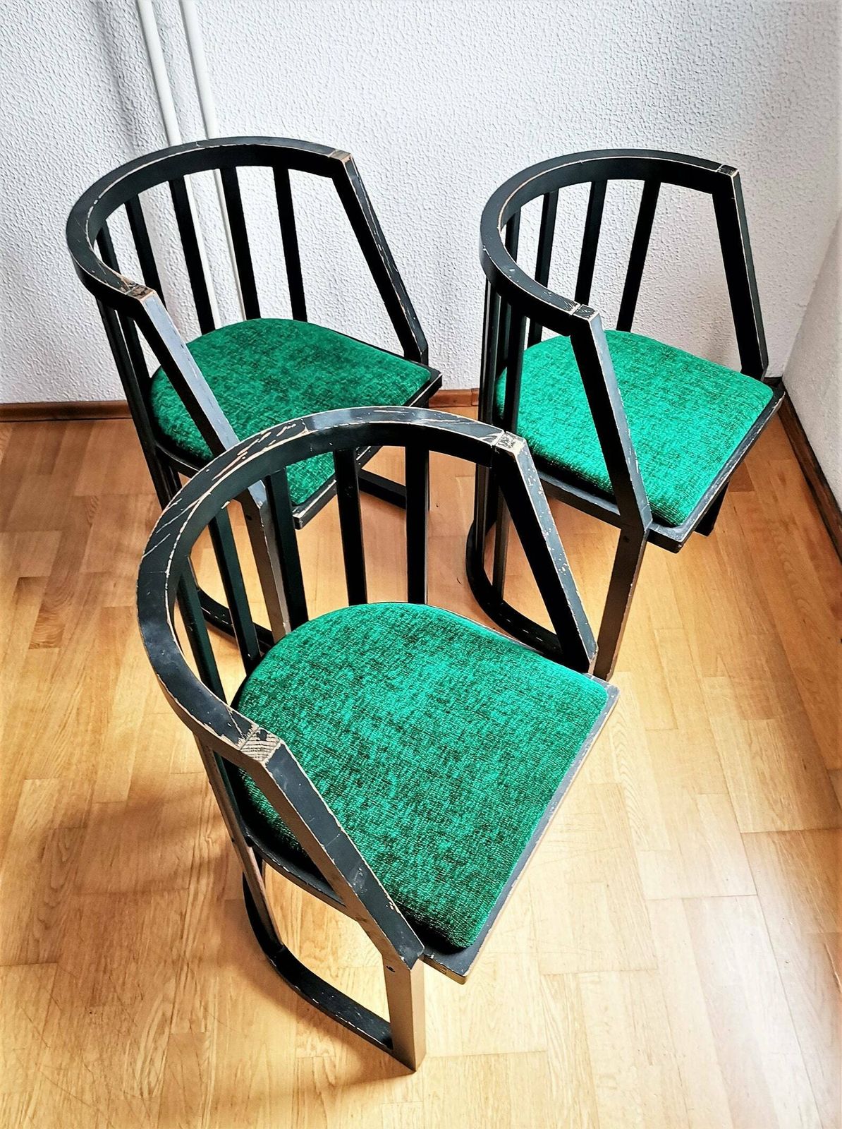 Set Of 3 Mid Century Modern Barrel Dining Chairs / Josef Hoffman Style Barrel Back Chair / 60s Yugoslavia photo furniture