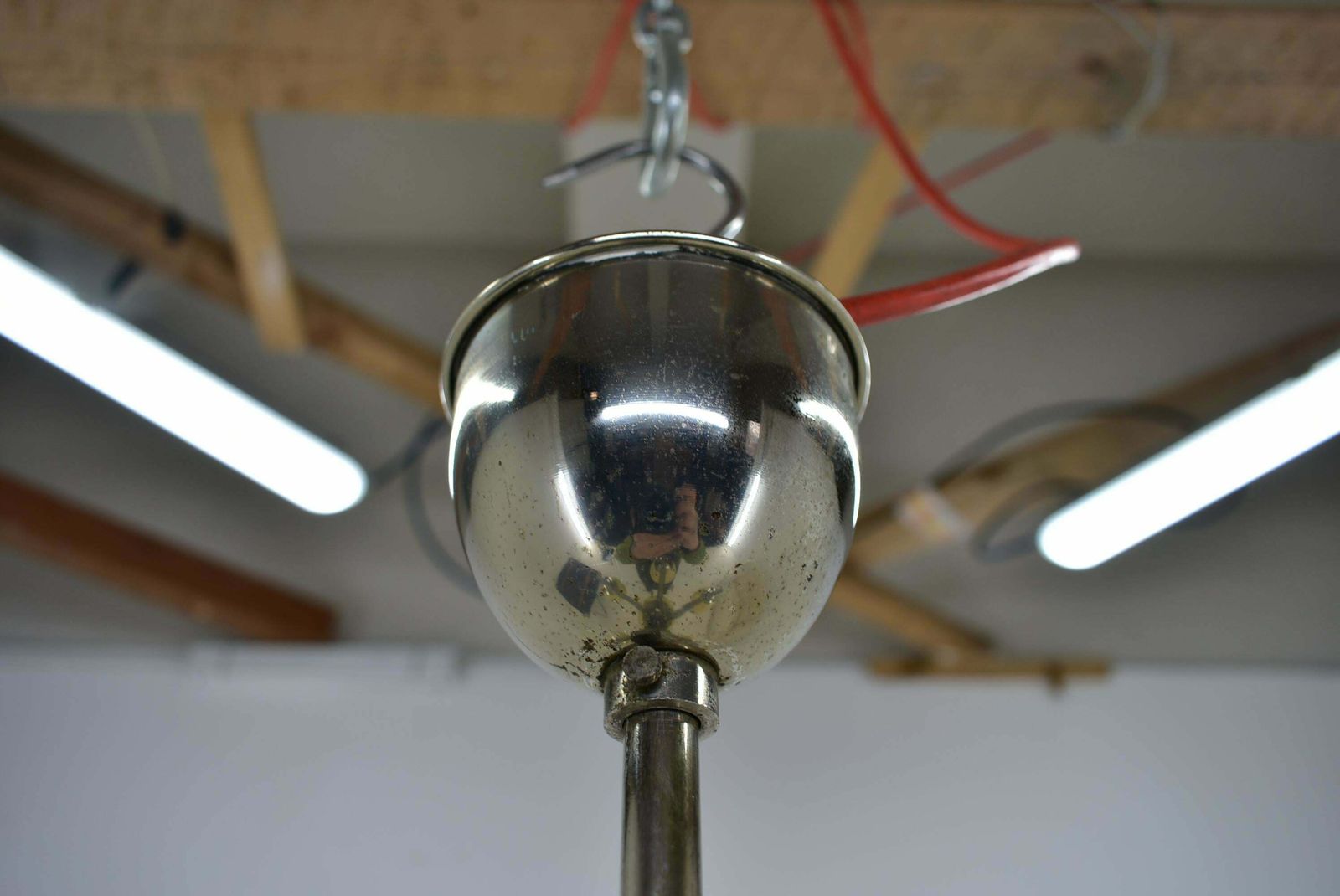 Art Deco Chrome And Glass Chandelier, 1920's photo vintage