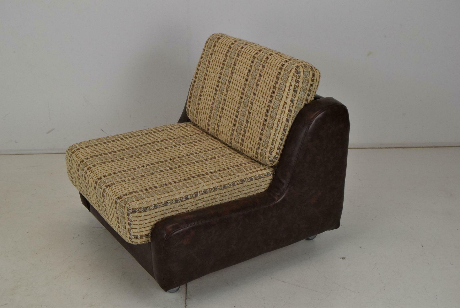 Mid Century Leatherette Armchair On The Wheels, 1970''S photo furniture