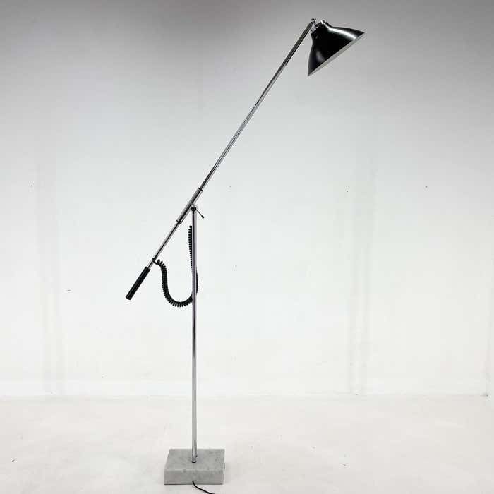 1960's Italian Adjustable Chrome & Marble Floor Lamp In Style Of Arredoluce photo 2519.0