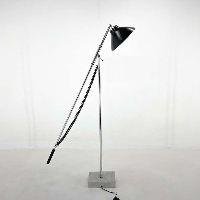 1960's Italian Adjustable Chrome & Marble Floor Lamp In Style Of Arredoluce photo vinterior