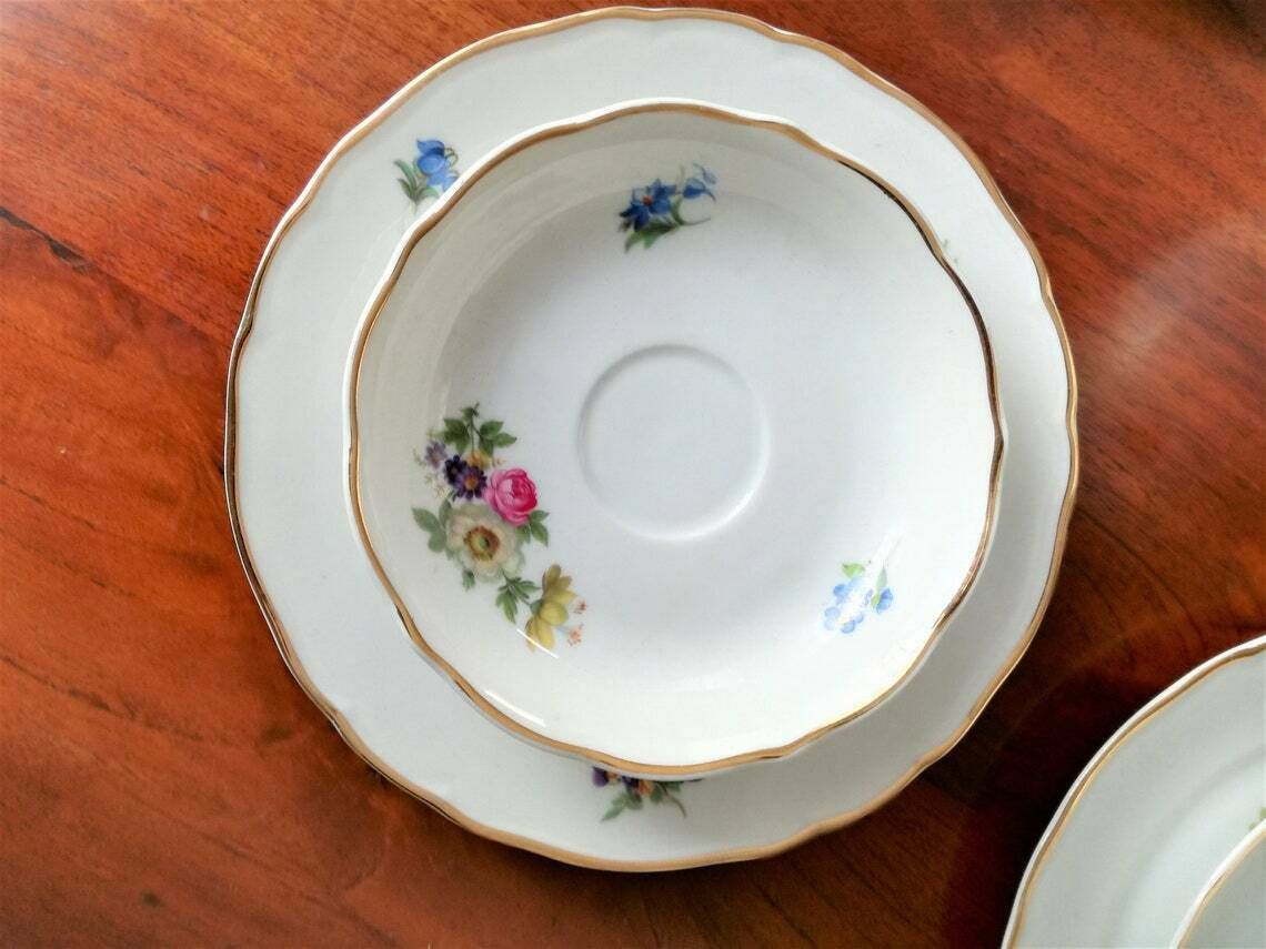 photo furniture Coffee Or Tea Set  Porcelain With Floral Motif  Tirschenreuth Bavaria  German Porcelain