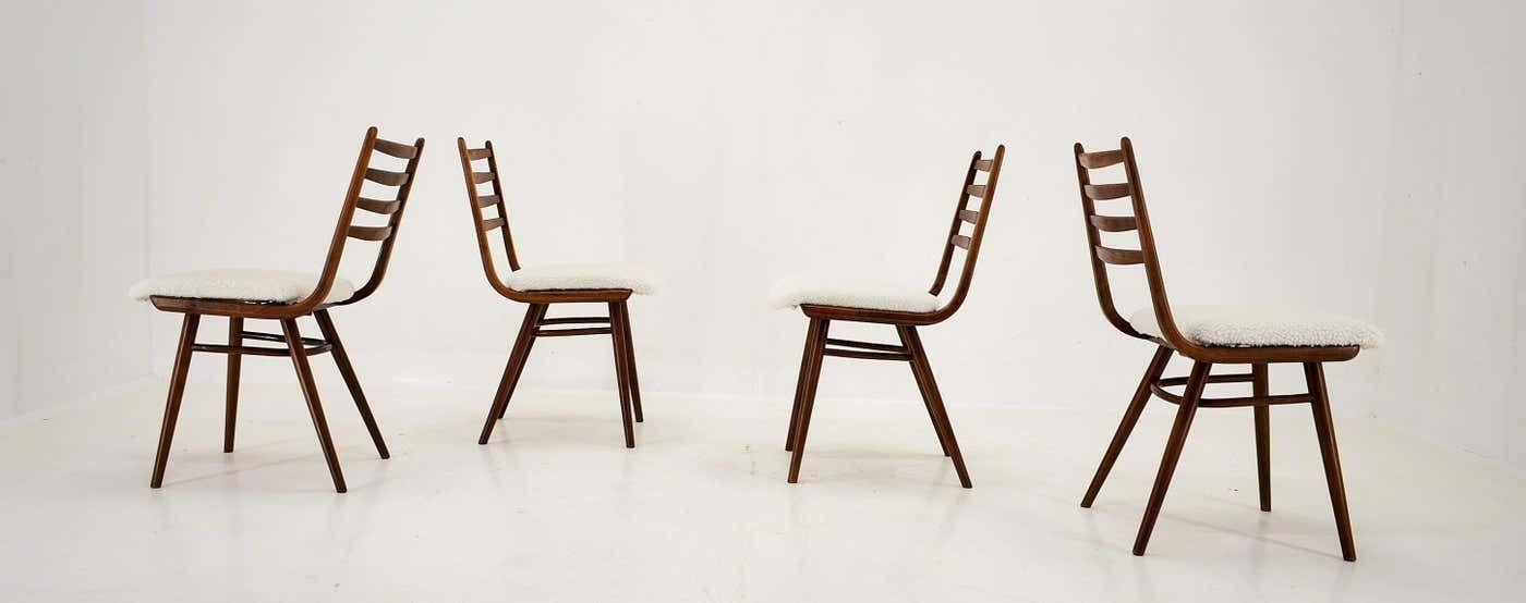 1960s Set Of Four Dining Bentwood Chairs By Ton, Czechoslovakia photo buy