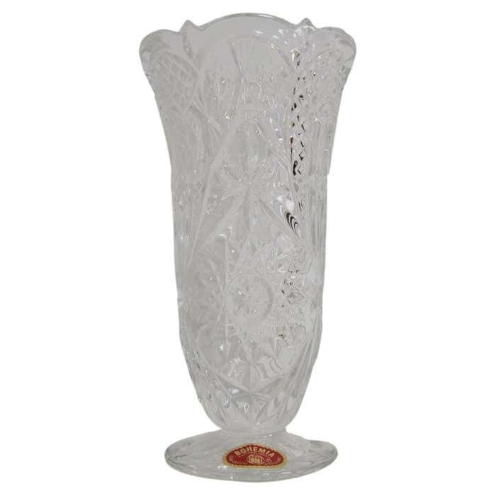 Mid Century Crystal Vase, Bohemia, 1950's