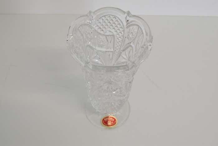 Mid Century Crystal Vase, Bohemia, 1950's photo for sale