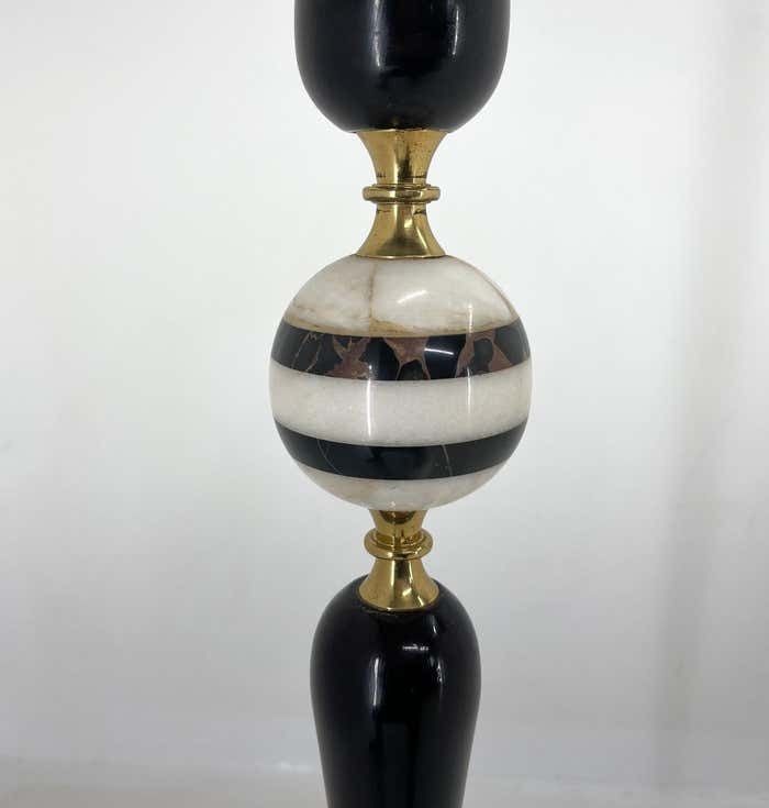 Mid Century Brass, Onyx & Ebonized Wood Floor Lamp, Italy photo Lighting