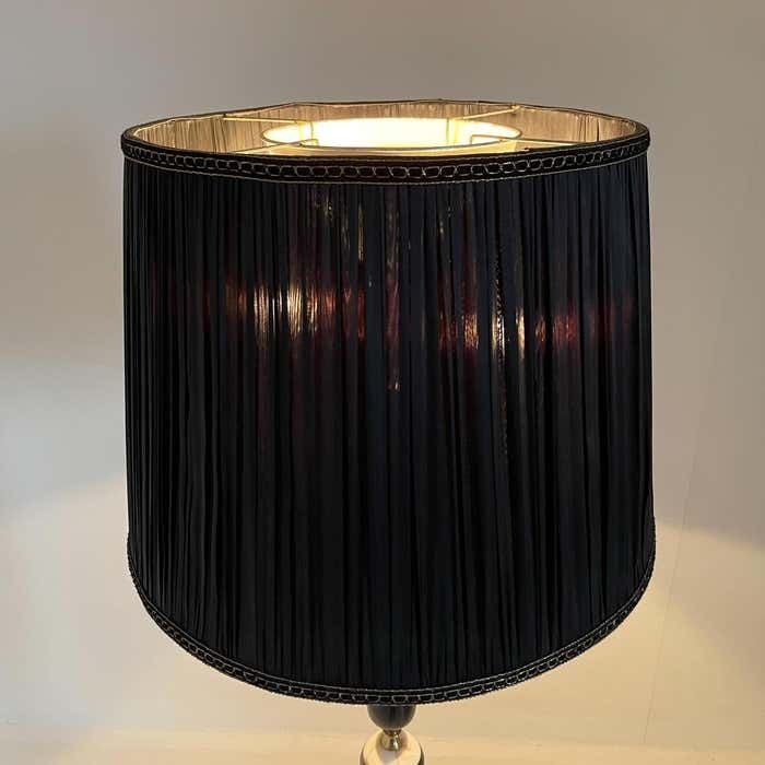 Mid Century Brass, Onyx & Ebonized Wood Floor Lamp, Italy photo vinterior