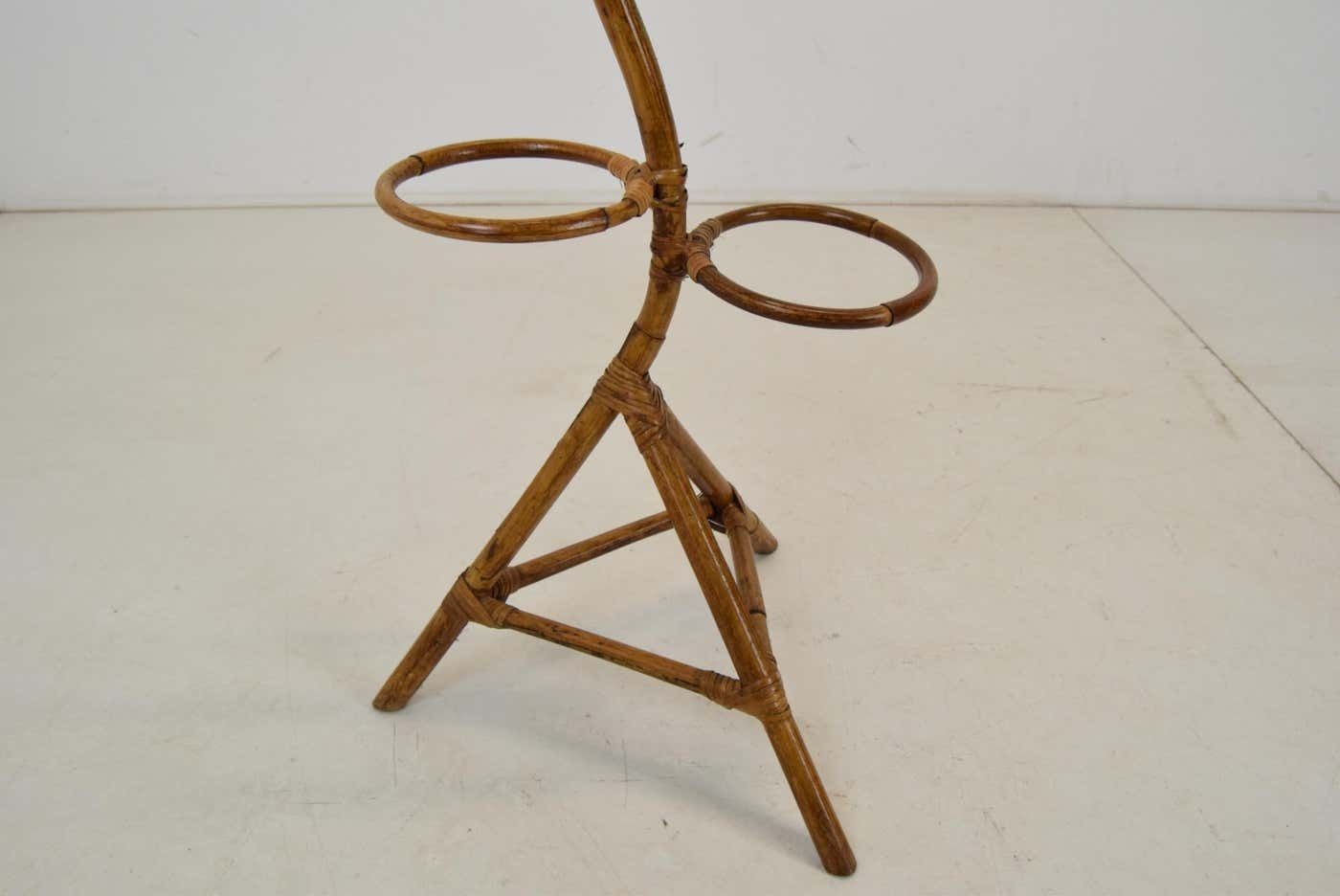Mid Century Rattan And Bamboo Flower Stand, Bonaccina Attributed, 1950's photo buy