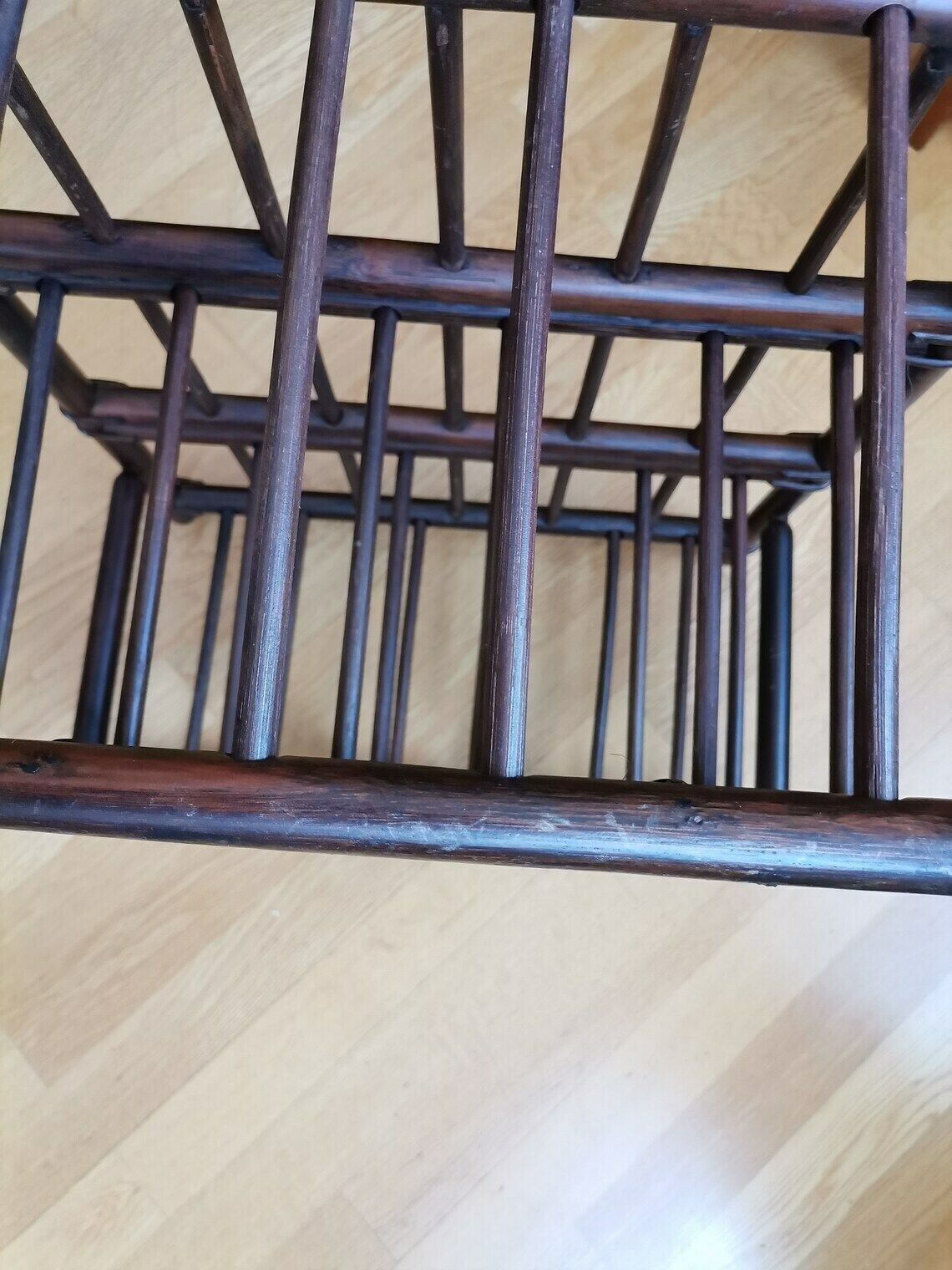 Vintage Bamboo Bottle Holder / Serving Wine Rack / 9 Bottle Shelving photo vintage