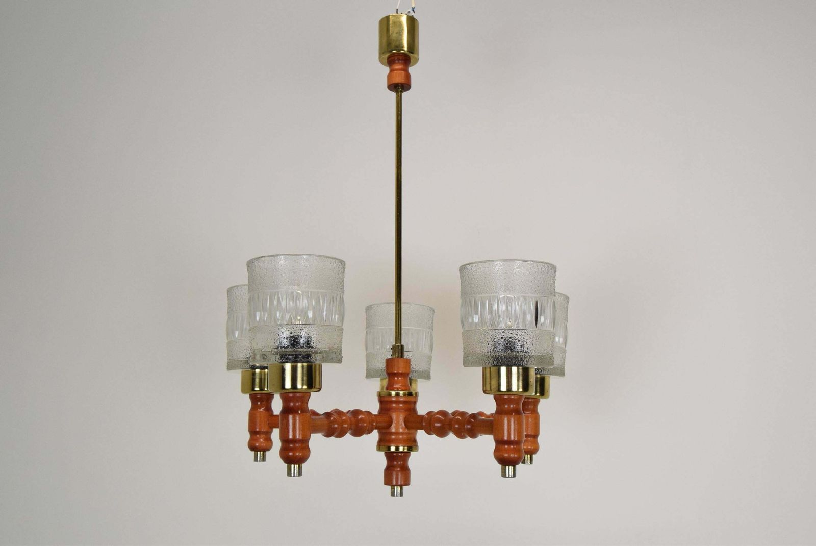 Mid Century Wood Chandelier By Instala Jilove U Decina, 1960''S photo 555.0
