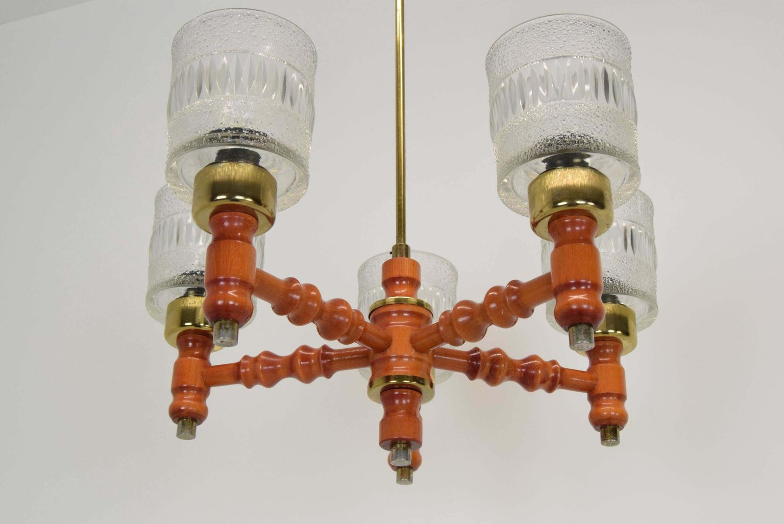 Mid Century Wood Chandelier By Instala Jilove U Decina, 1960''S photo buy