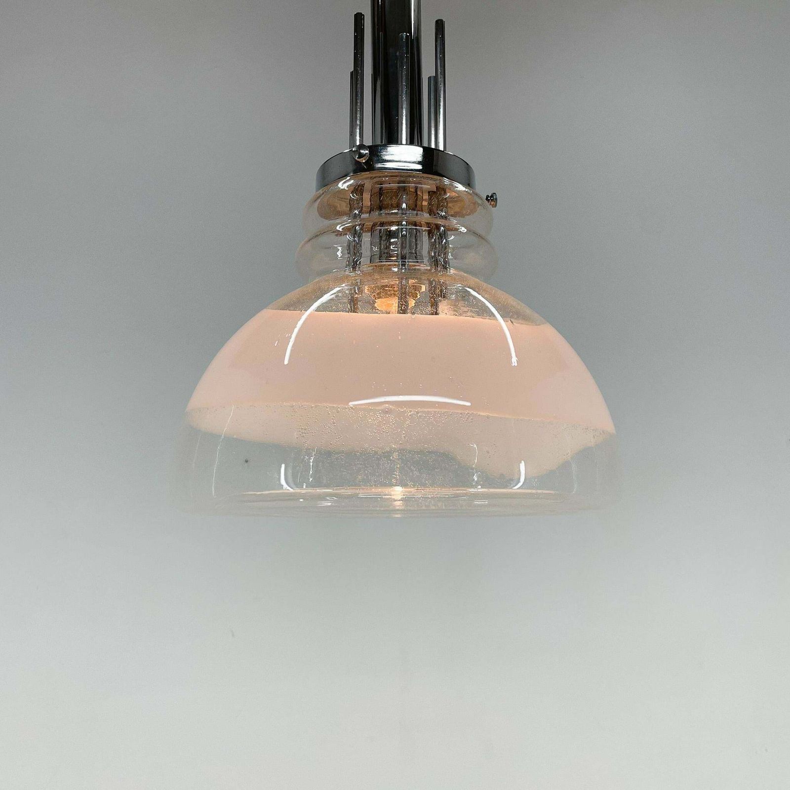 1960''S Murano Glass & Chrome Pendant By Mazzega In Carlo Nason Style, Italy photo buy