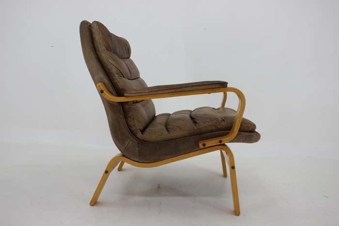 photo furniture 1970s Yngve Ekström "Contino" Leather Armchair, Sweden