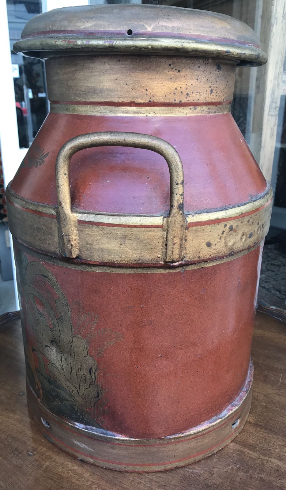 Antique Painted London Co Op Society Brass Milk Churn photo Home Decor