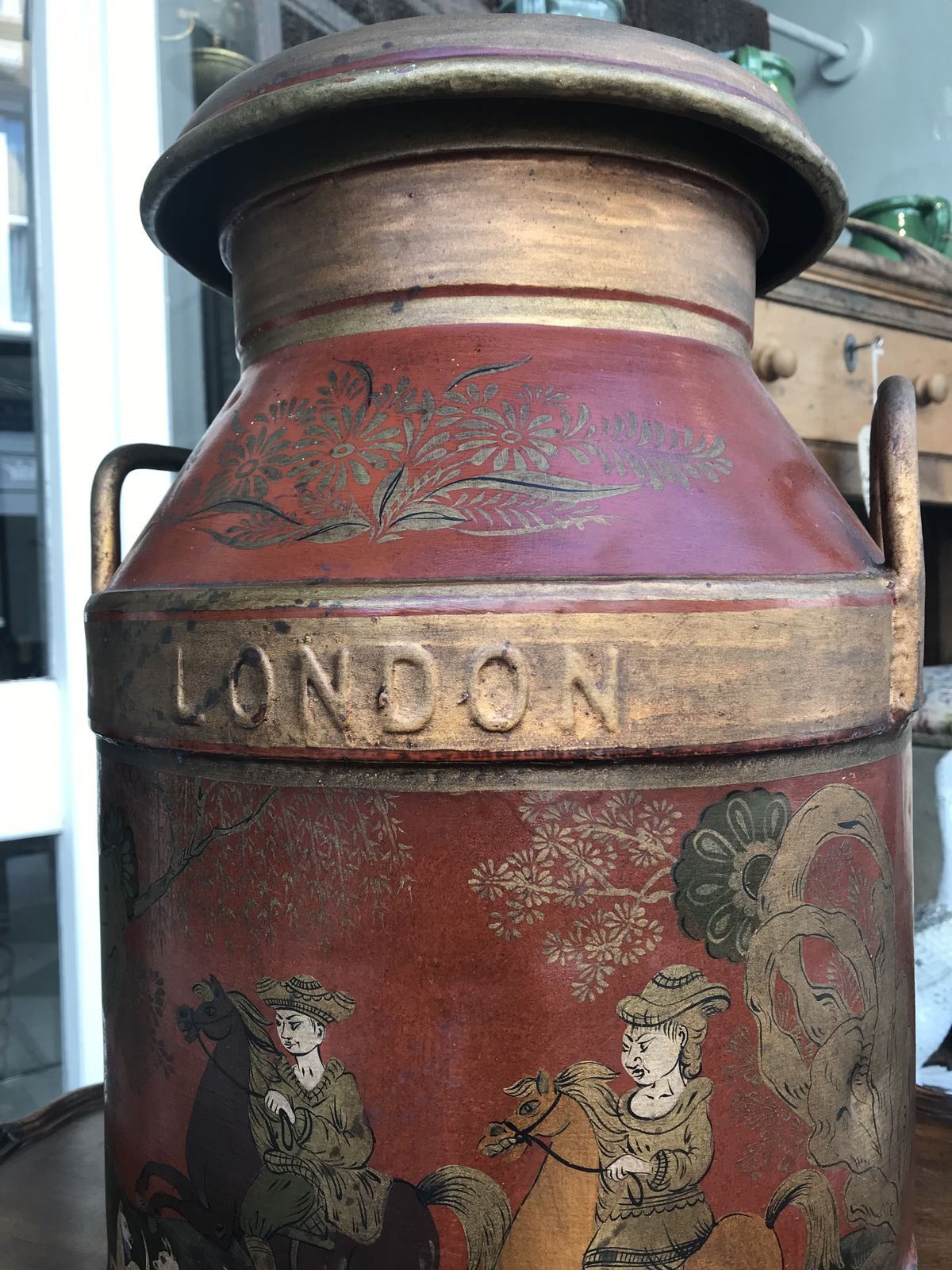 Antique Painted London Co Op Society Brass Milk Churn photo 760.0