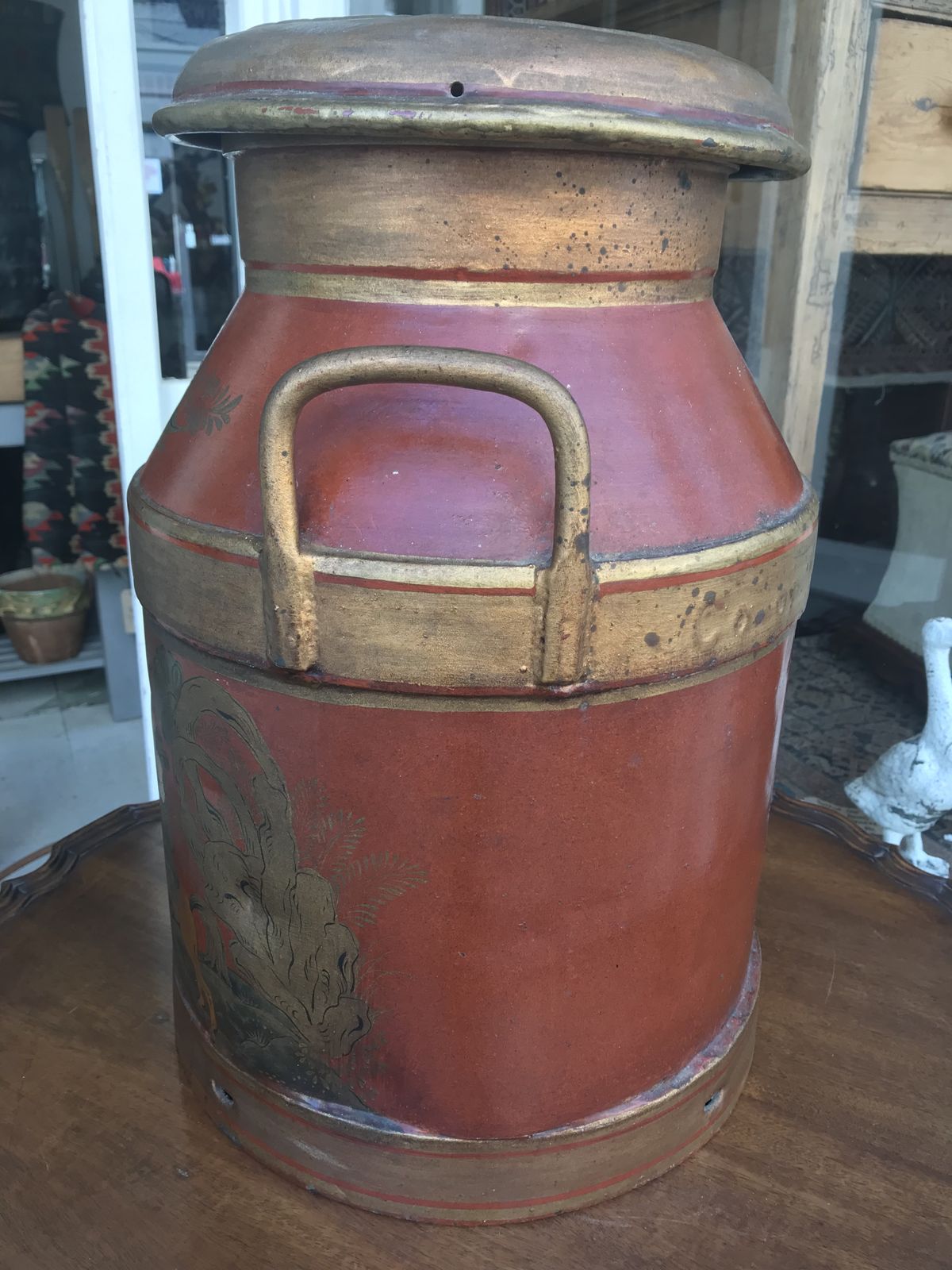 Antique Painted London Co Op Society Brass Milk Churn photo buy