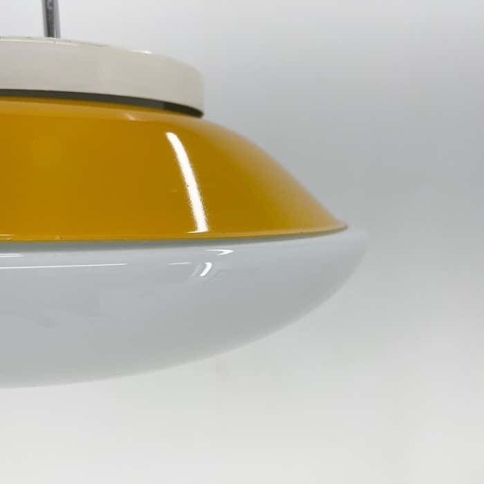 photo furniture Mid Century Milk Glass & Metal 'Ufo' Pendant Czechoslovakia